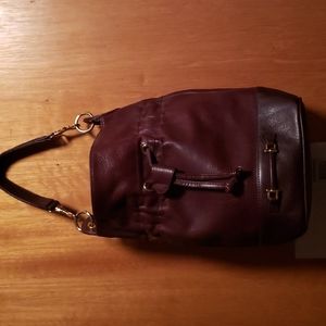 Etienne Aigner Wine Leather Bucket Handbag